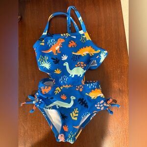 Blue Dinosaur Print Swimsuit